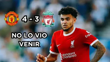 Luis Díaz y el Liverpool cayeron contra el United. Foto de Díaz tomada de Liverpool Web Site.