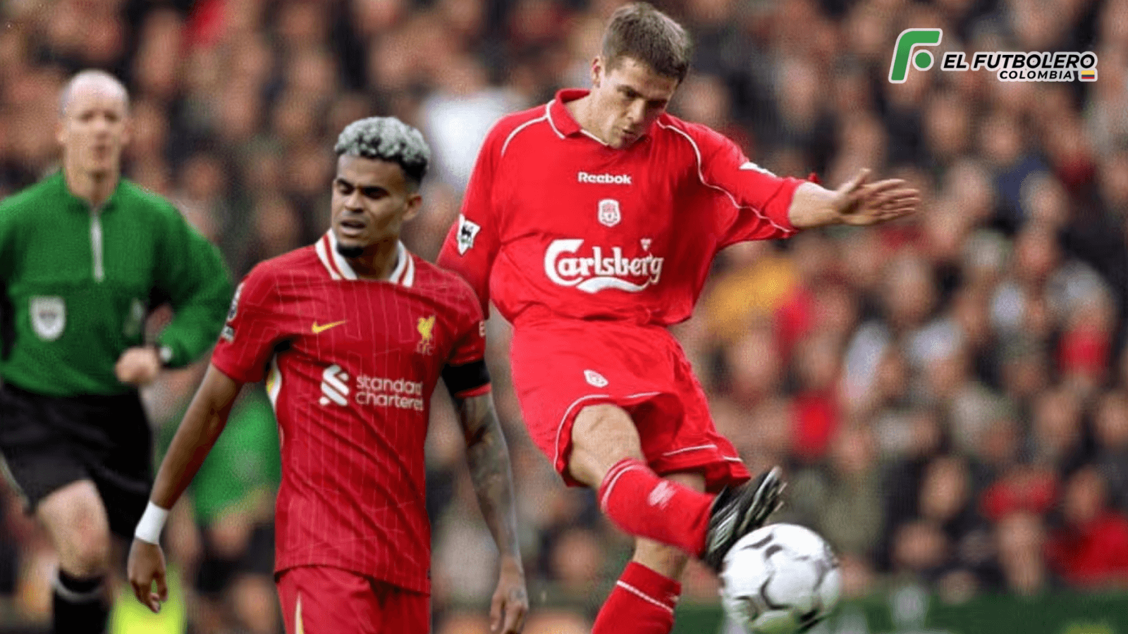 Luis Díaz y Michael Owen Foto: Evening Standard y AFP