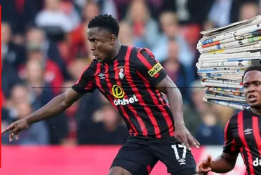 Luis Sinisterra estuvo presente en la derrota de Bournemouth ante Tottenham en la Premier League