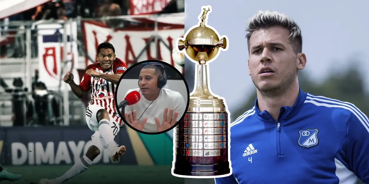 Macnelly lanzó unos sablazos. Foto tomada de Junior FC y Millonarios FC de Twitter, captura de pantalla de Caracol Radio.