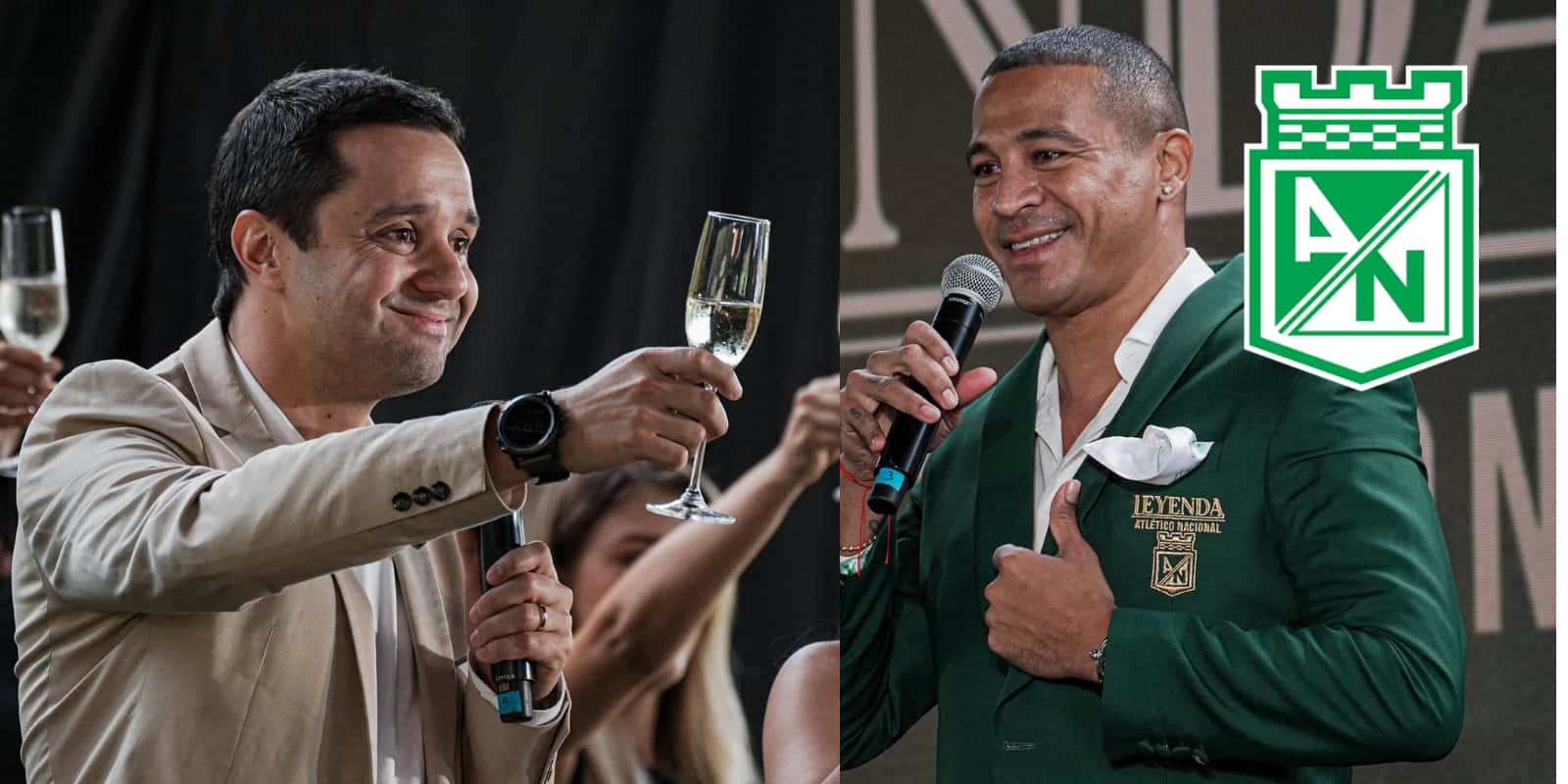 Macnelly Torres y Sebastián Arango Botero en los 77 años de Atlético Nacional