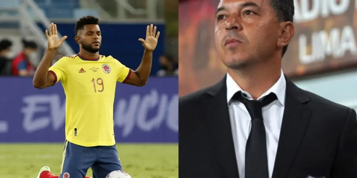 Marcelo Gallardo necesita con urgencia a un delantero y le habrían ofrecido a un colombiano que la rompe en Rusia.