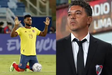 Marcelo Gallardo necesita con urgencia a un delantero y le habrían ofrecido a un colombiano que la rompe en Rusia.