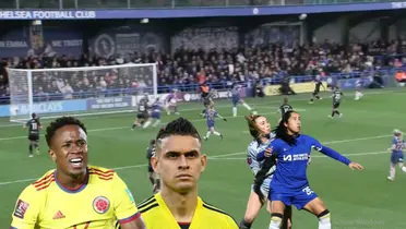 Mayra Ramírez anotó con el Chelsea. Foto tomada de AS Colombia, captura de pantalla Chelsea Womens y Gol Caracol.