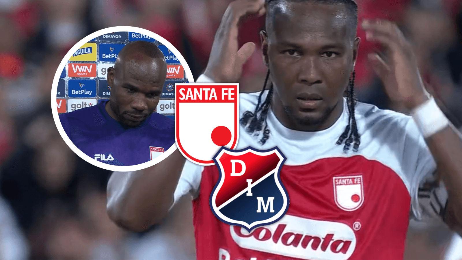 Mensaje claro desde Santa Fe al Independiente Medellín y así afrontarán la final de vuelta Foto: Escudoteca y Captura de Win Sports