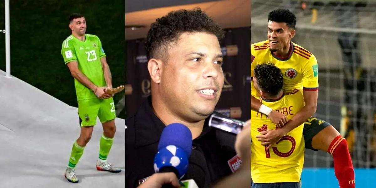 Mientras Dibu Martínez se burló de Colombia, Ronaldo Nazario tiene una opinión distinta de la tricolor. 