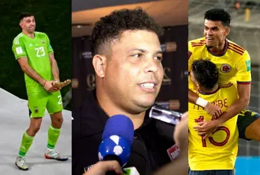 Mientras Dibu Martínez se burló de Colombia, Ronaldo Nazario tiene una opinión distinta de la tricolor. 