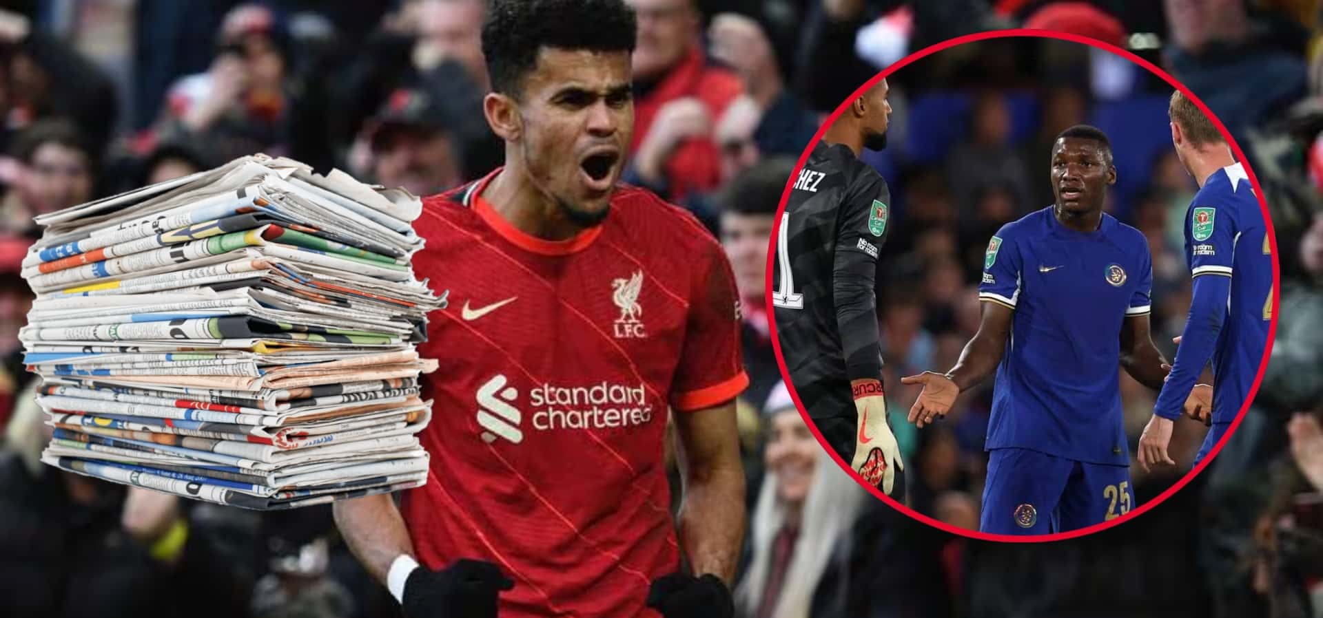 Mientras Luis Díaz es crack en Liverpool, así acabó la prensa con Moisés Caicedo (Foto tomada de El Espectador y El Universo)