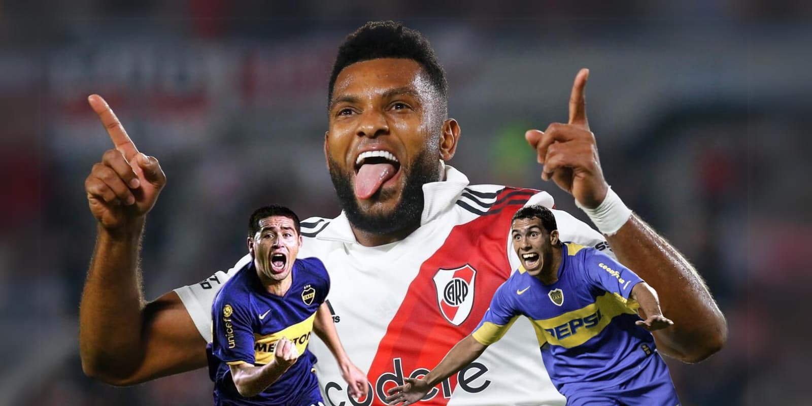 Miguel Ángel Borja celebrando un gol con River Plate