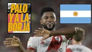 Miguel Ángel Borja celebrando un gol con River Plate