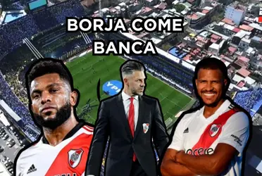 Miguel Ángel Borja come banca en River Plate y el entrenador Martín Demichelis prefiere al venezolano Salomón Rondón.