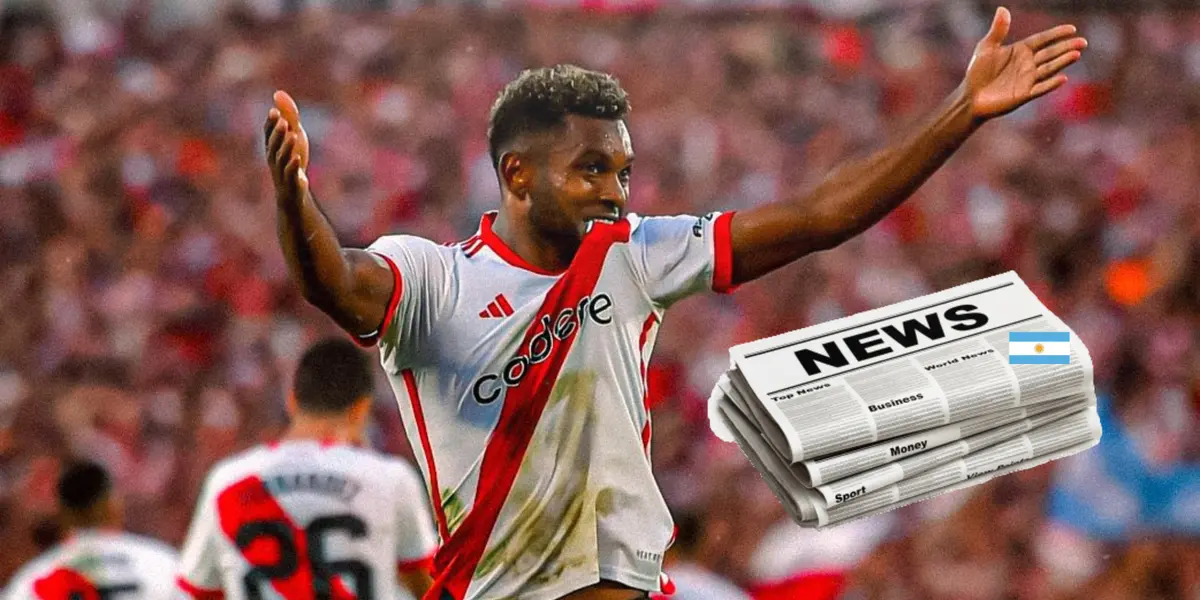 Miguel Ángel Borja con la camiseta de River Plate.