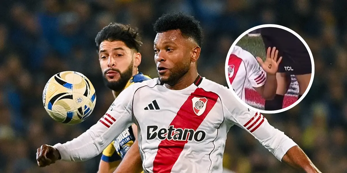 Miguel Ángel Borja y el nuevo detalle que le hizo ser viral en River Plate el fin de semana Foto: CARP y Captura de X