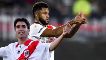 Miguel Borja con la camiseta de River Plate de Argentina. FOTO: Infobae
