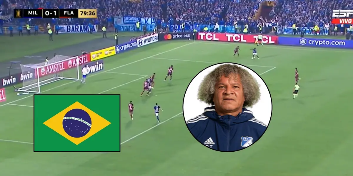 Millonarios FC jugó contra Flamengo. Foto tomada de Millonarios FC Website y captura de pantalla de ESPN.