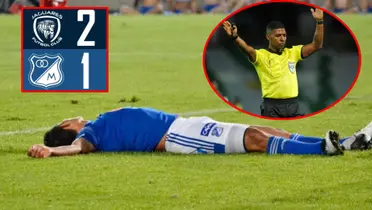 Millonarios no puede ganar ni recibiendo ayuda del árbitro (Foto tomada de Futbolred, Win Sports y redes Millonarios)