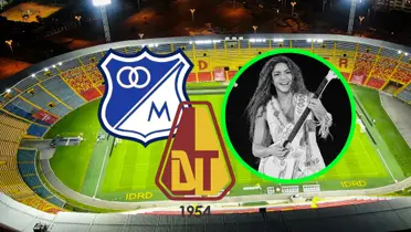 Millonarios vs Deportes Tolima y Shakira Foto: IDRD, Escudoteca y Shakira