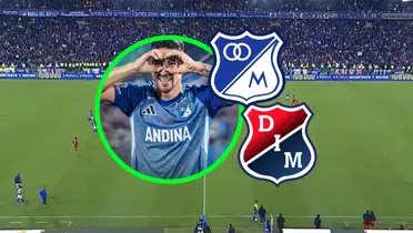 Millonarios vs Independiente Medellín Foto: Captura de Win Sports, MFC y Escudoteca