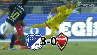 Millonarios vs Patriotas Foto: Captura de Win Sports y Escudoteca PN