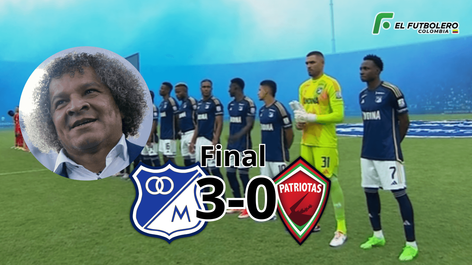 Millonarios vs Patriotas Foto: Futbolred, Captura de Win Sports y Escudoteca PN