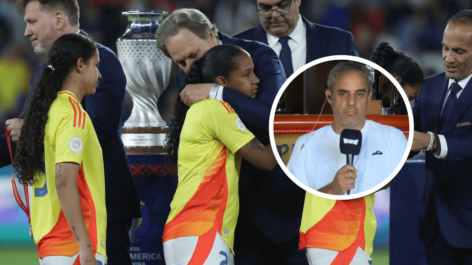 Mira la picante reacción de Juan Pablo Montoya por las criticas a la Selección Colombia Femenina Foto: FCF y Captura de X Win Sports