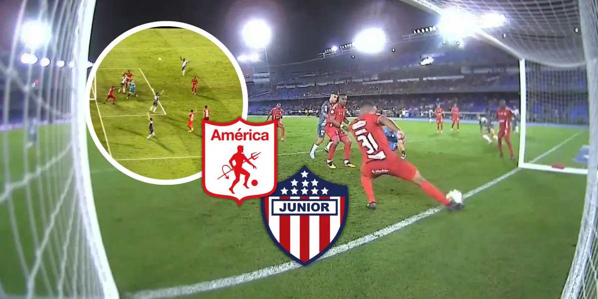 Mira los detalles de América vs Junior y la imagen que poco se detalló en Win Foto: Captura de X @edmartinezm, Win Sports y Escudoteca