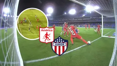 Mira los detalles de América vs Junior y la imagen que poco se detalló en Win Foto: Captura de X @edmartinezm, Win Sports y Escudoteca