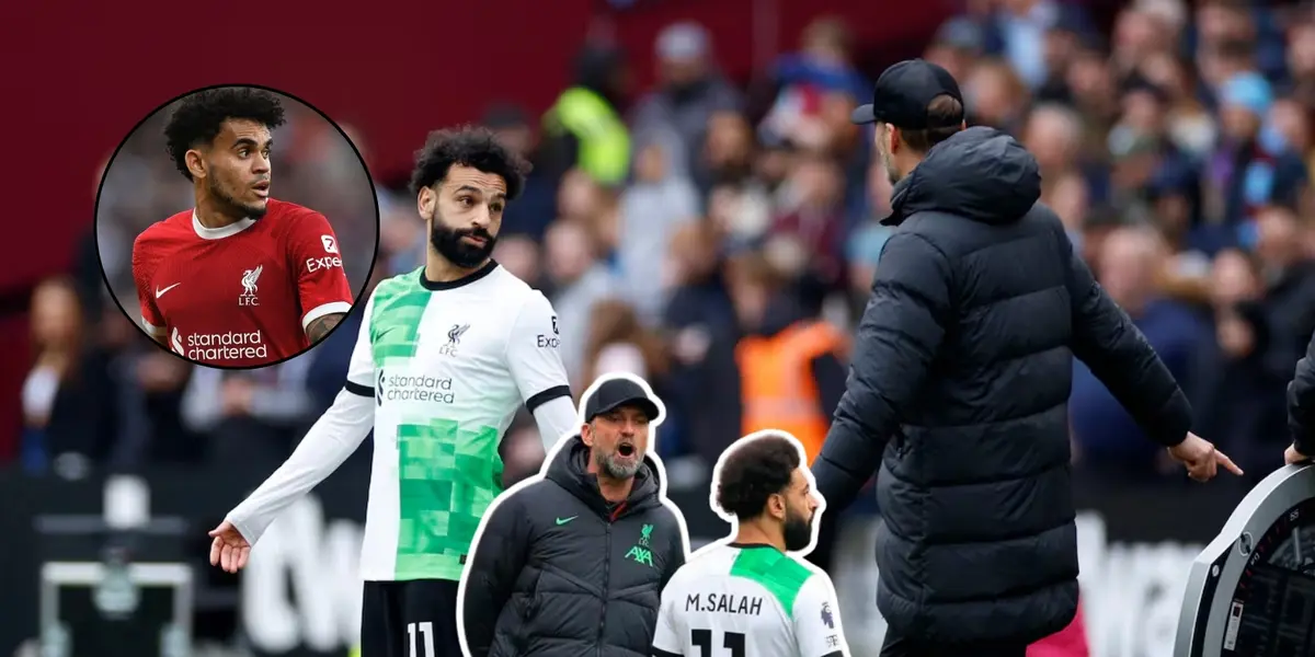 Mohamed Salah peleando con Jurguen Klopp