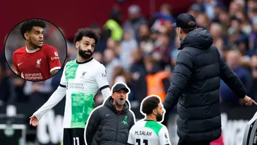 Mohamed Salah peleando con Jurguen Klopp