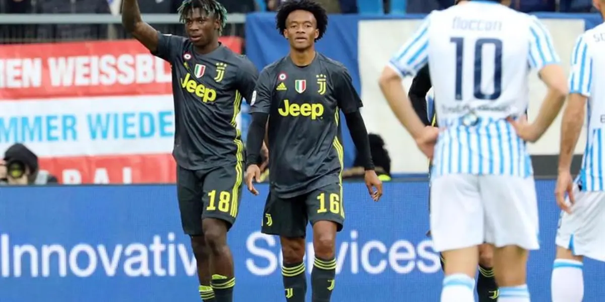 Moise Kean marcó el camino de la victoria y lo celebró con Juan Guillermo Cuadrado y todos sus compañeros. La Juventus quiere dar la pelea en Italia.
