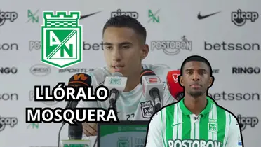 Mosquera perdió la titularidad en Nacional. Foto tomada de captura de pantalla rueda de prensa Nacional en YouTube y de Nacional Web Site.