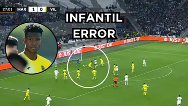 Mosquera se equivocó. Foto de Mosquera tomada de captura de pantalla de ESPN y Villarreal CF Web Site.