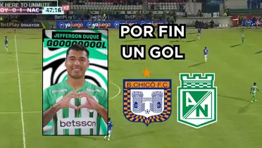 Nacional al fin marcó un gol. Foto tomada de captura de pantalla Win Sports y Twitter @nacionaloficial