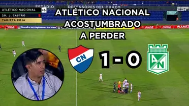 Nacional perdió en Paraguay. Fotos captura de pantalla de ESPN, logos de Wikipedia.