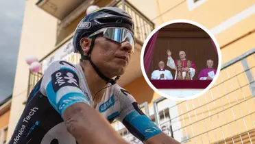 Nairo Quintana rompe protocolo y recibe bendición del Papa León XIV en el Vaticano.  Foto: Vatican y Nairo Quintana