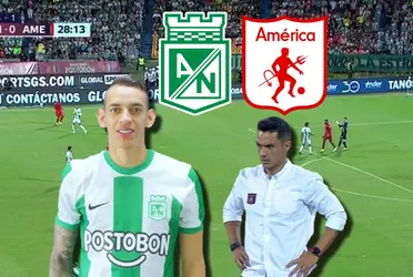 Neyder Moreno con Atlético Nacional le marcó un golazo al América de Cali.