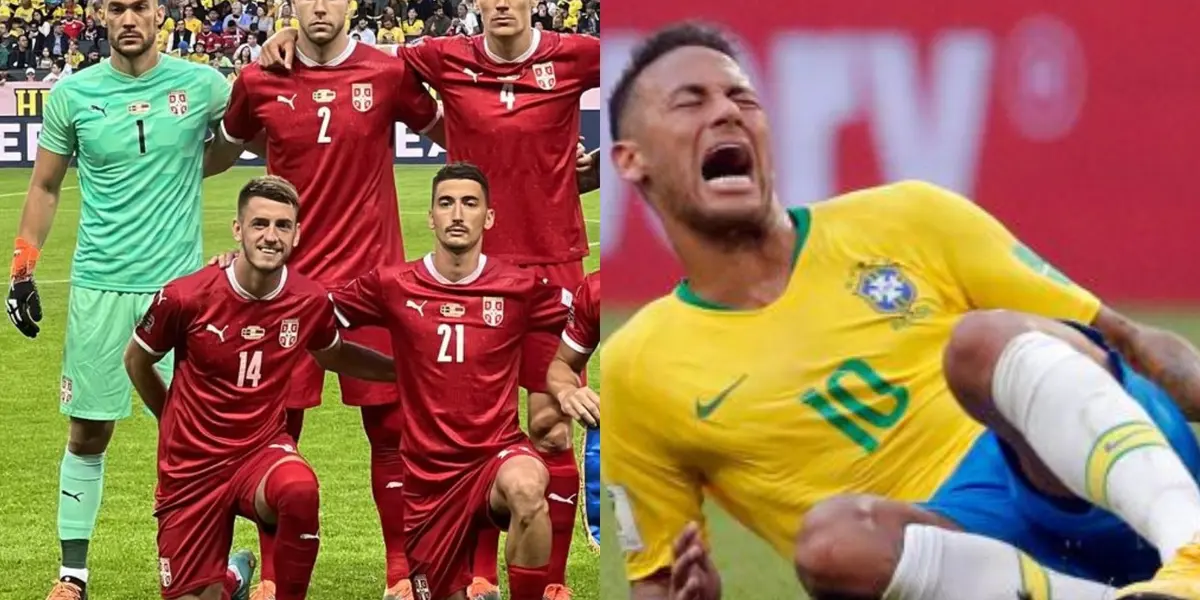 Neymar recibió una duras entrenadas en el juego entre la Selección Serbia y la Selección Brasil.