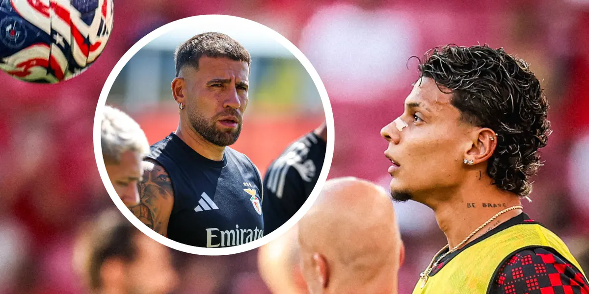 Nicolás Otamendi y lo que hizo con Richard Ríos en su debut con Benfica Foto: SL Benfica