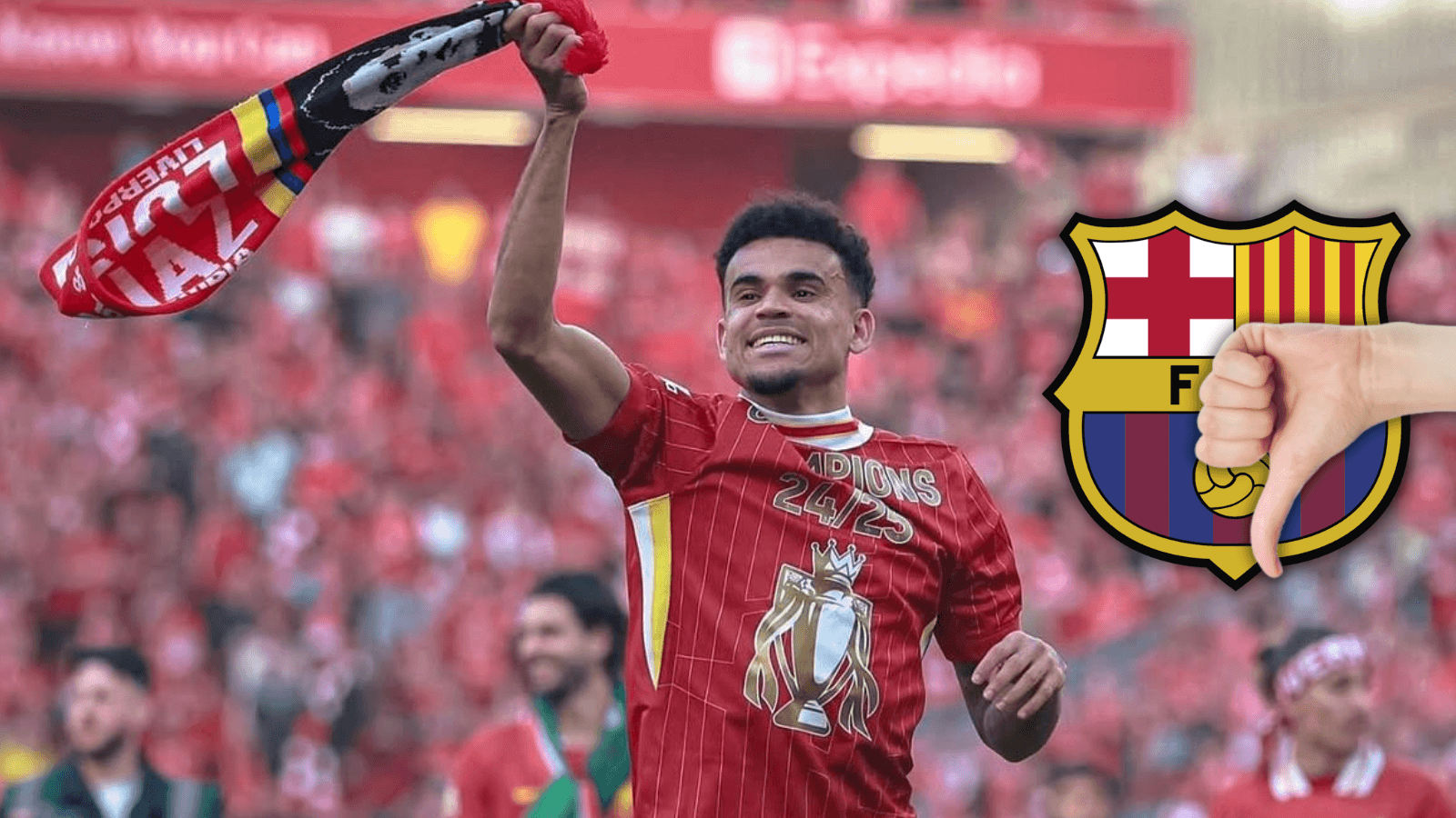 ¡No es el Barça! Este club va con todo por Luis Díaz Foto: Luis Díaz, Escudoteca y Pexels
