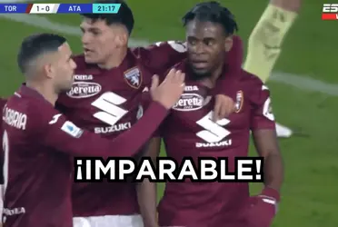 Nuevo gol de Duván Zapata en la Serie A de Italia con la camiseta de Torino.