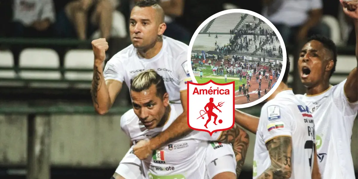 Once Caldas vs América de Cali Foto: Win Sports y Captura de X