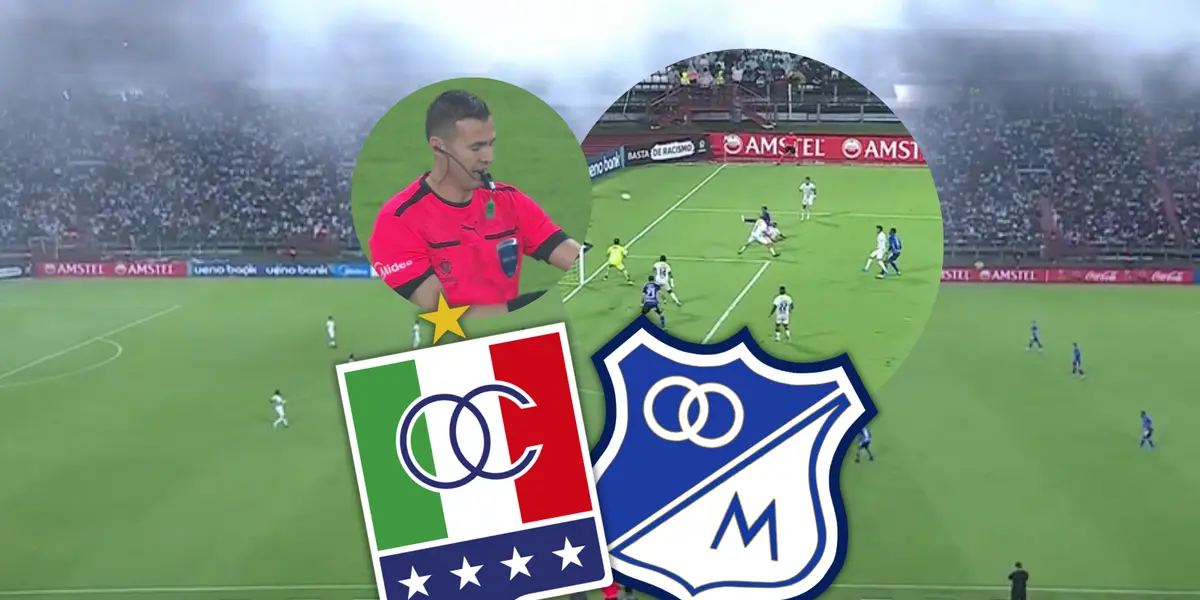 Once Caldas vs Millonarios Foto: Captura de D Sports y Escudoteca