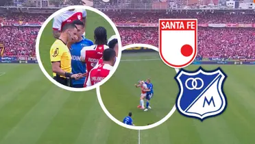 Ortega perdona roja a Millonarios y desata furia: ¿otra ayuda arbitral en la Liga BetPlay? Foto: Escudoteca y Captura de Win Sports