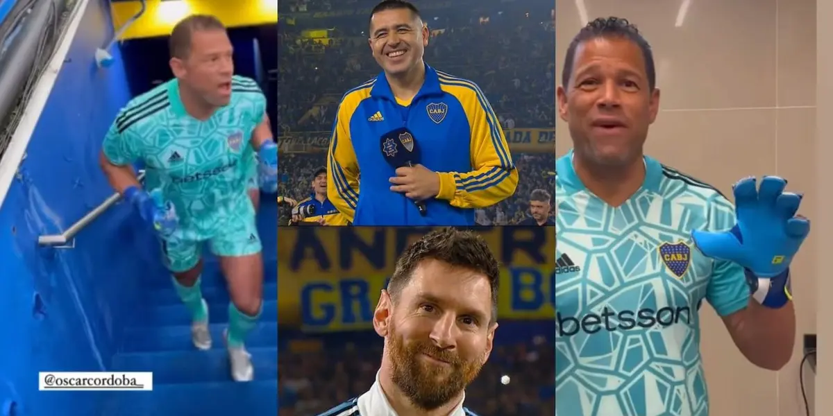 Óscar Córdoba es viral en todo el mundo tras taparle un gol cantado a Lionel Messi en la despedida de Juan Román Riquelme.
