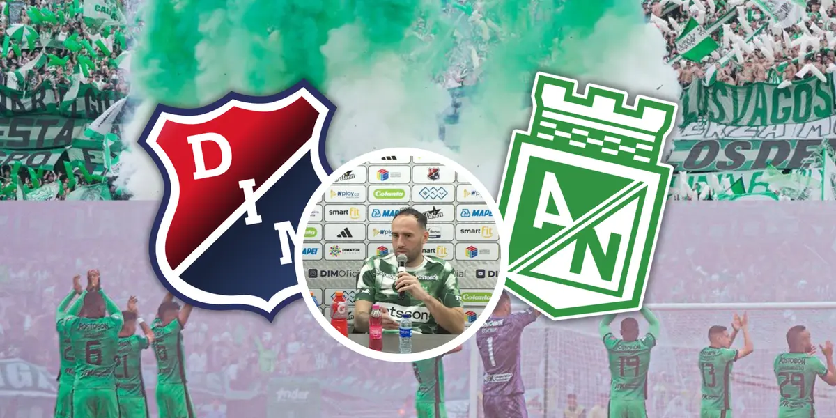 Ospina fue consultado por el Clásico Paisa y su respuesta llamó la atención. Foto: Escudoteca, Nacionaloficial y Captura de DIMAYOR