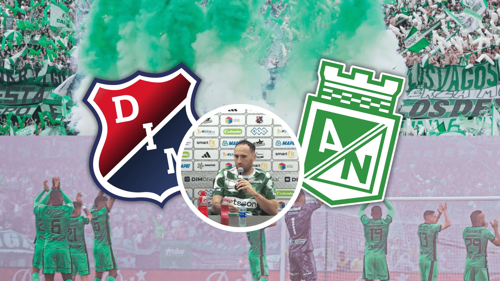 Ospina fue consultado por el Clásico Paisa y su respuesta llamó la atención. Foto: Escudoteca, Nacionaloficial y Captura de DIMAYOR