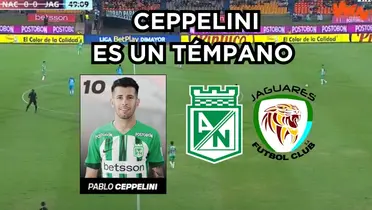 Pablo Ceppelini con bajo nivel en Atlético Naional. Foto tomada de captura de pantalla de Win Sports y Twitter Atletico Nacional.