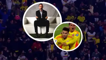 Pablo Giralt no gritó el gol de Lucho Díaz, pero su reacción igual llamó la atención. Foto: Captura de Gol Caracol y Pablo Giralt