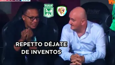 Pablo Repetto dirigiendo en Atlético Nacional. Foto tomada de captura de pantalla de Win Sports.