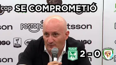 Pablo Repetto habló en la rueda de prensa de Nacional tras ganarle a Jaguares. Foto tomada de rueda de prensa DIMAYOR.